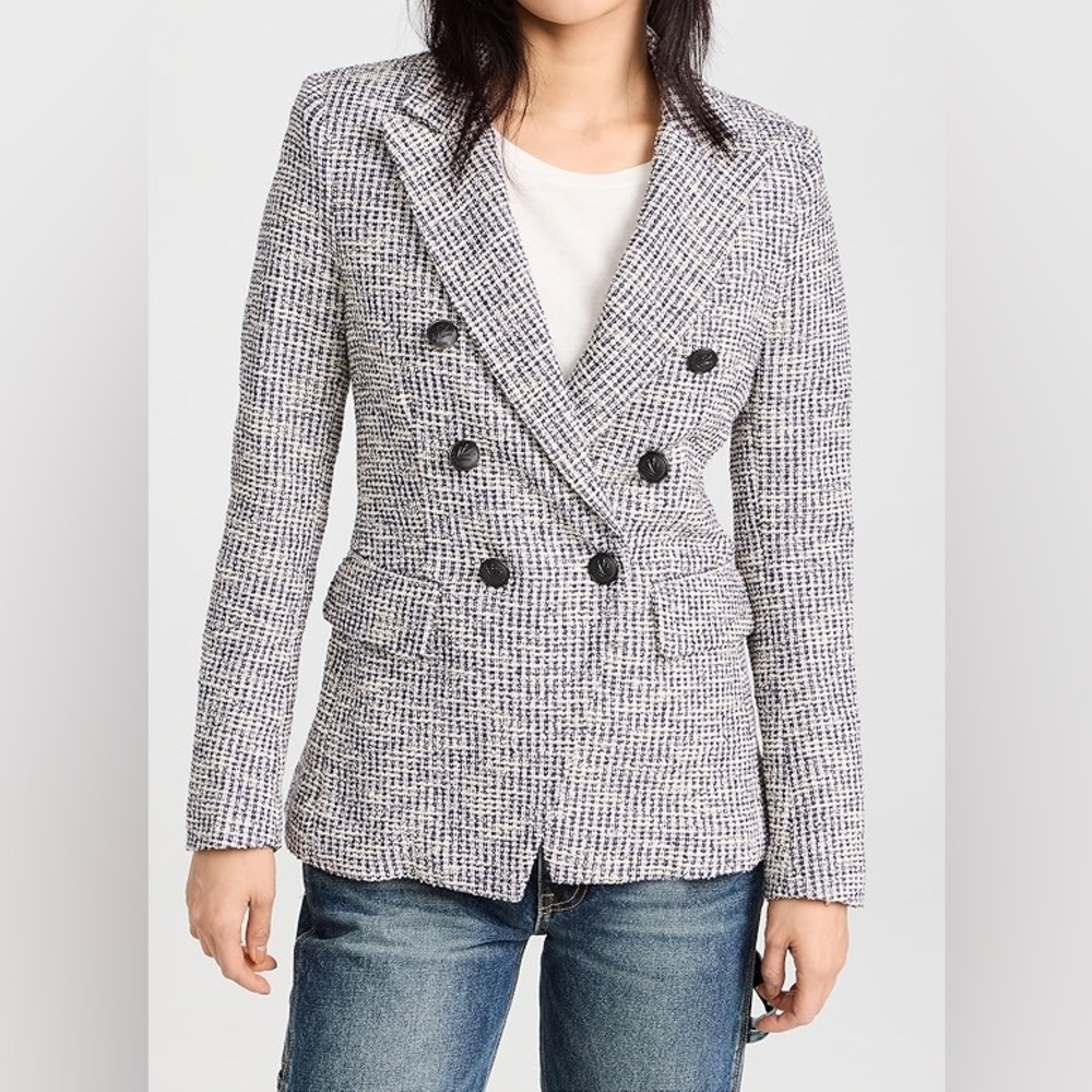 Rag & Bone Preston Tweed Doubled Breasted Blazer Button Long Sleeves Gray 10